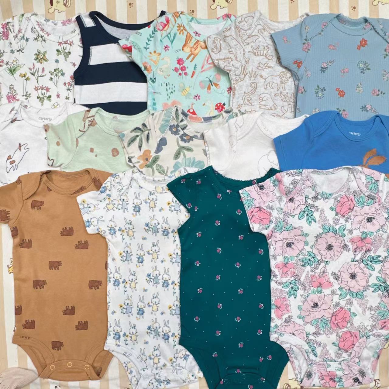 男女宝宝短袖夏款三角纯棉婴儿包屁衣连体衣新生儿哈衣爬服印花