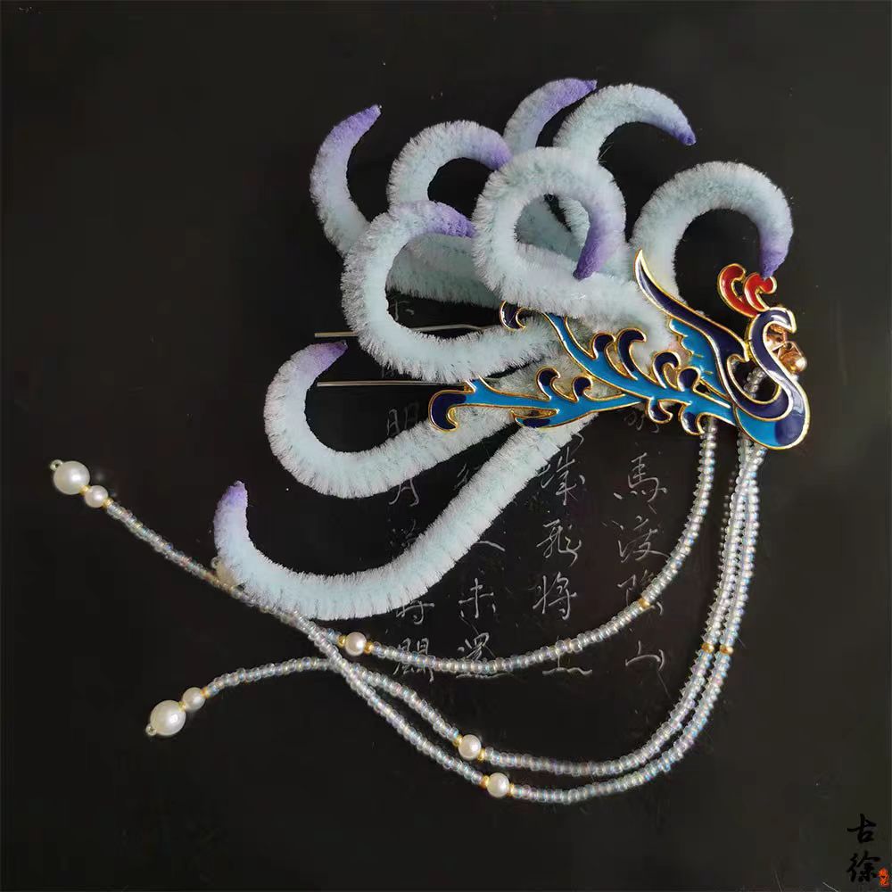 【丹鸟】偏凤凰流苏仿绒花汉服新娘古风旗袍戏曲表演发簪子头饰