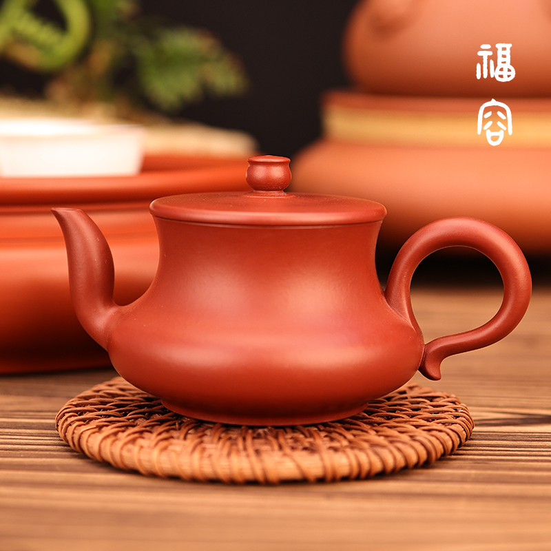 钟贵河 全手工潮州手拉壶平盖君德120cc原矿朱泥泡茶壶小茶壶茶具