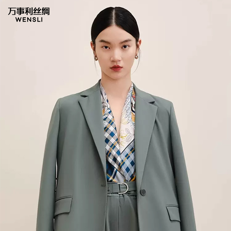 Wensli/万事利时尚百搭优雅女桑蚕丝双面印花丝巾大方巾-那时花开