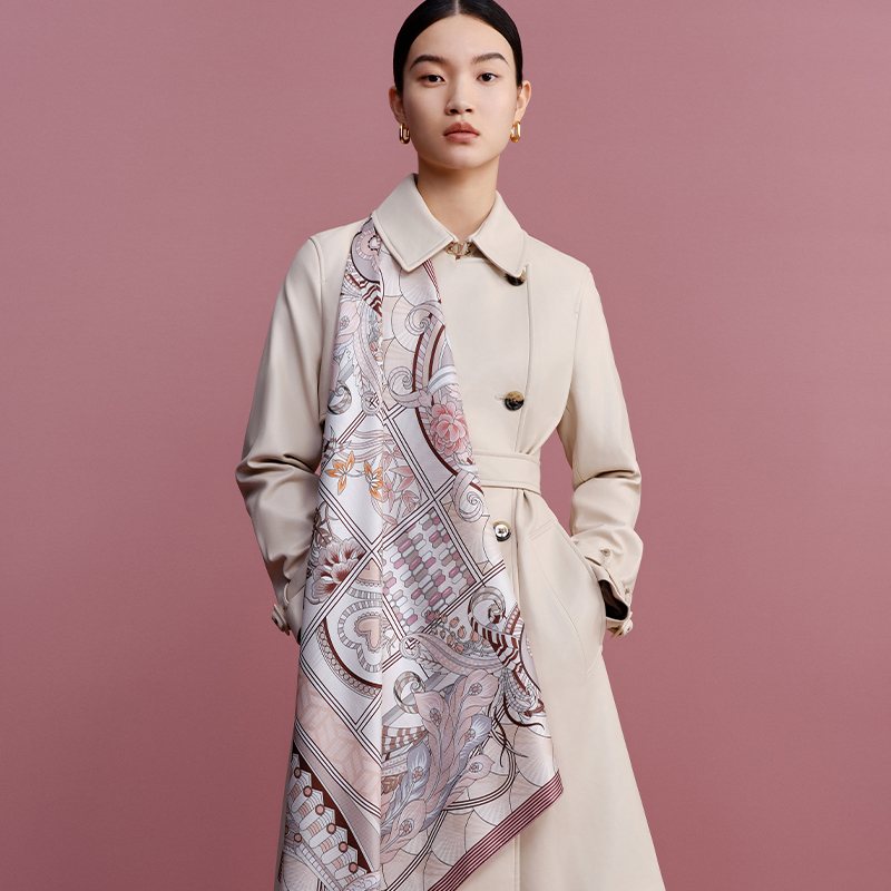 Wensli/万事利春夏气质优雅百搭时尚真丝双面印花大方巾-祥鸟衔瑞