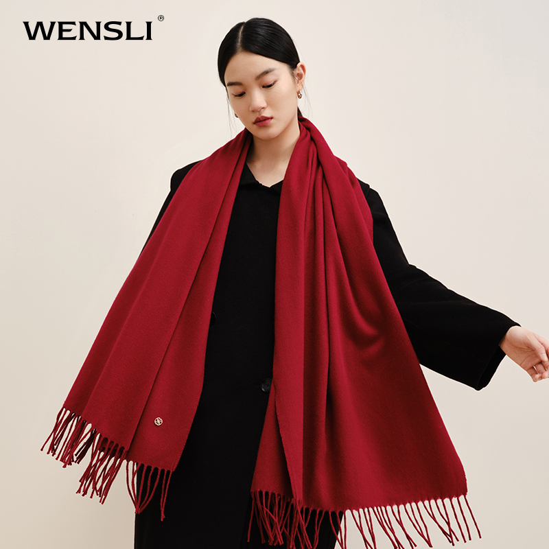 Wensli/万事利秋冬新款纯色系羊毛围巾一首诗72cm