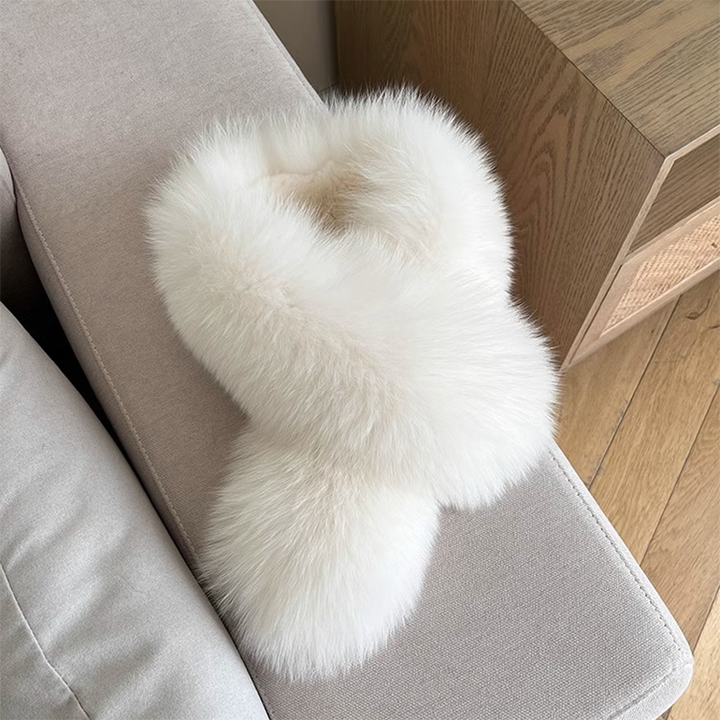 冬季保暖奶油米色毛毛围巾女 百搭双面毛绒绒围脖毛领(赠)30591#