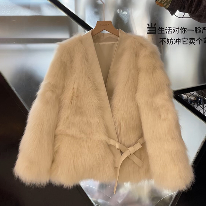 美拉德毛毛外套秋冬新款皮毛一体外套女时尚气质宽松外套女22959#