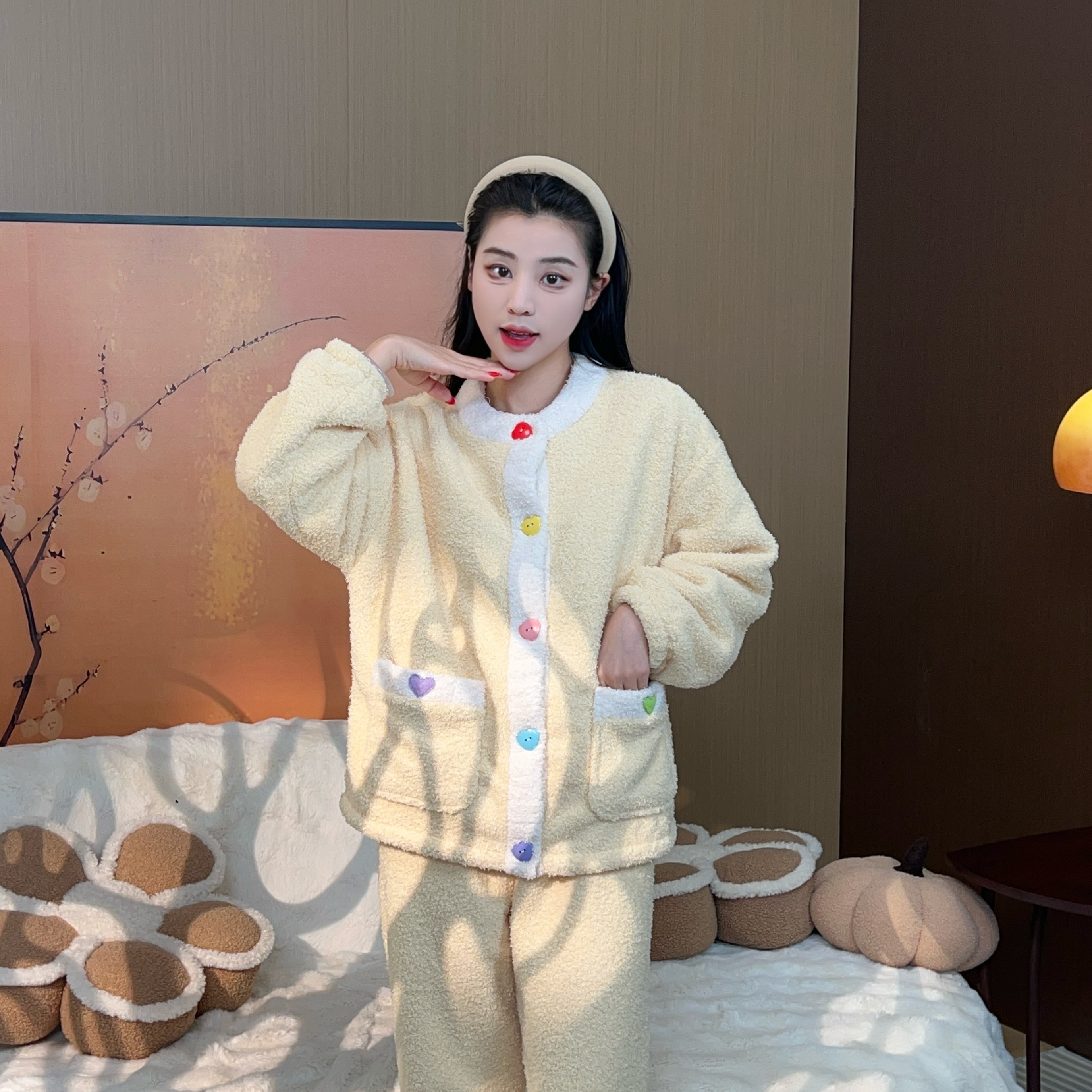 【杏里】冬季新款软绵绵加绒加厚甜美高级感可外出穿家居服睡衣