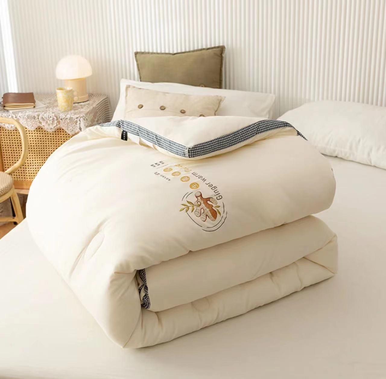 Z冬季新品加厚千鸟格生姜冬被暖绒立体被冬季单人保暖被2.0米