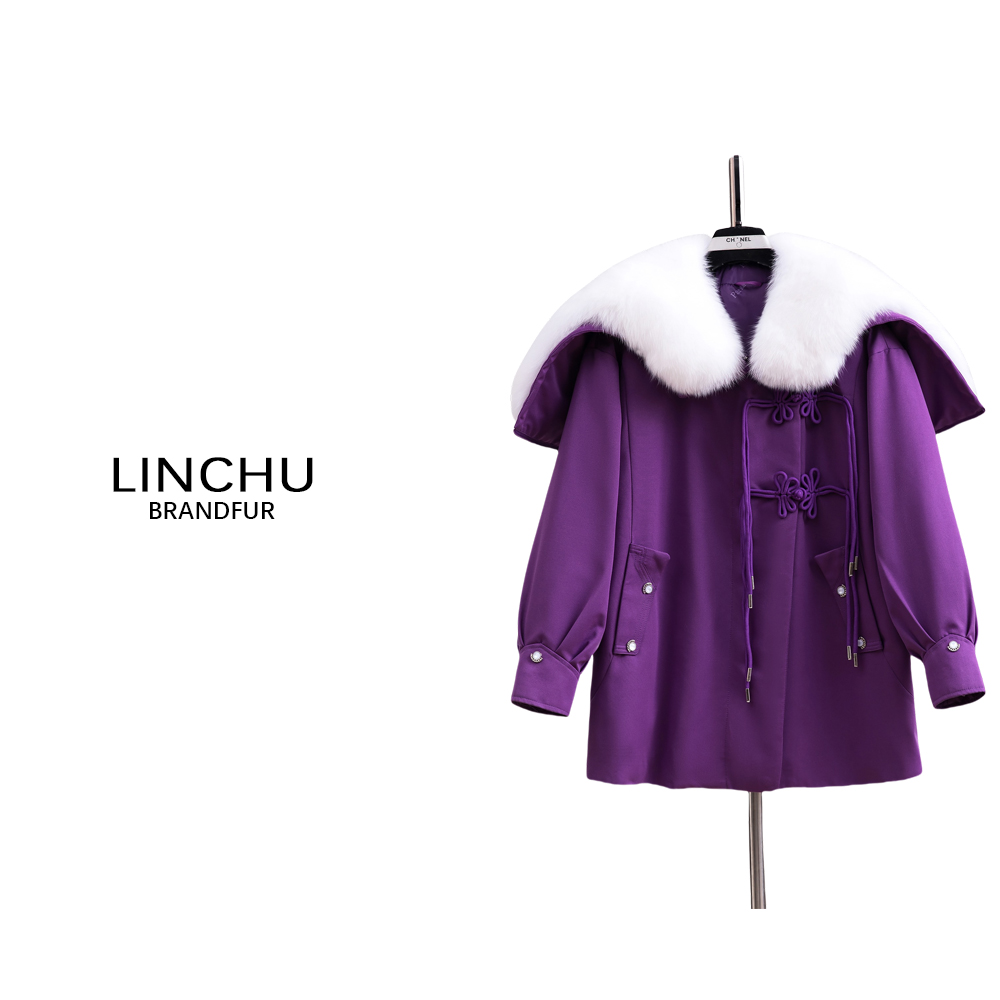【绝代佳人】原创设计新中式国风轻奢狐狸毛领时尚女派克服【Q】