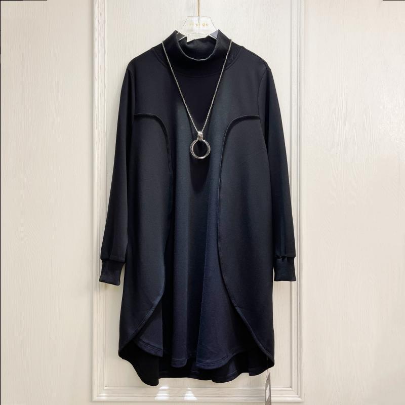 2025春秋季新款大版宽松卫衣裙设计感小众不规则高领中长连衣裙女