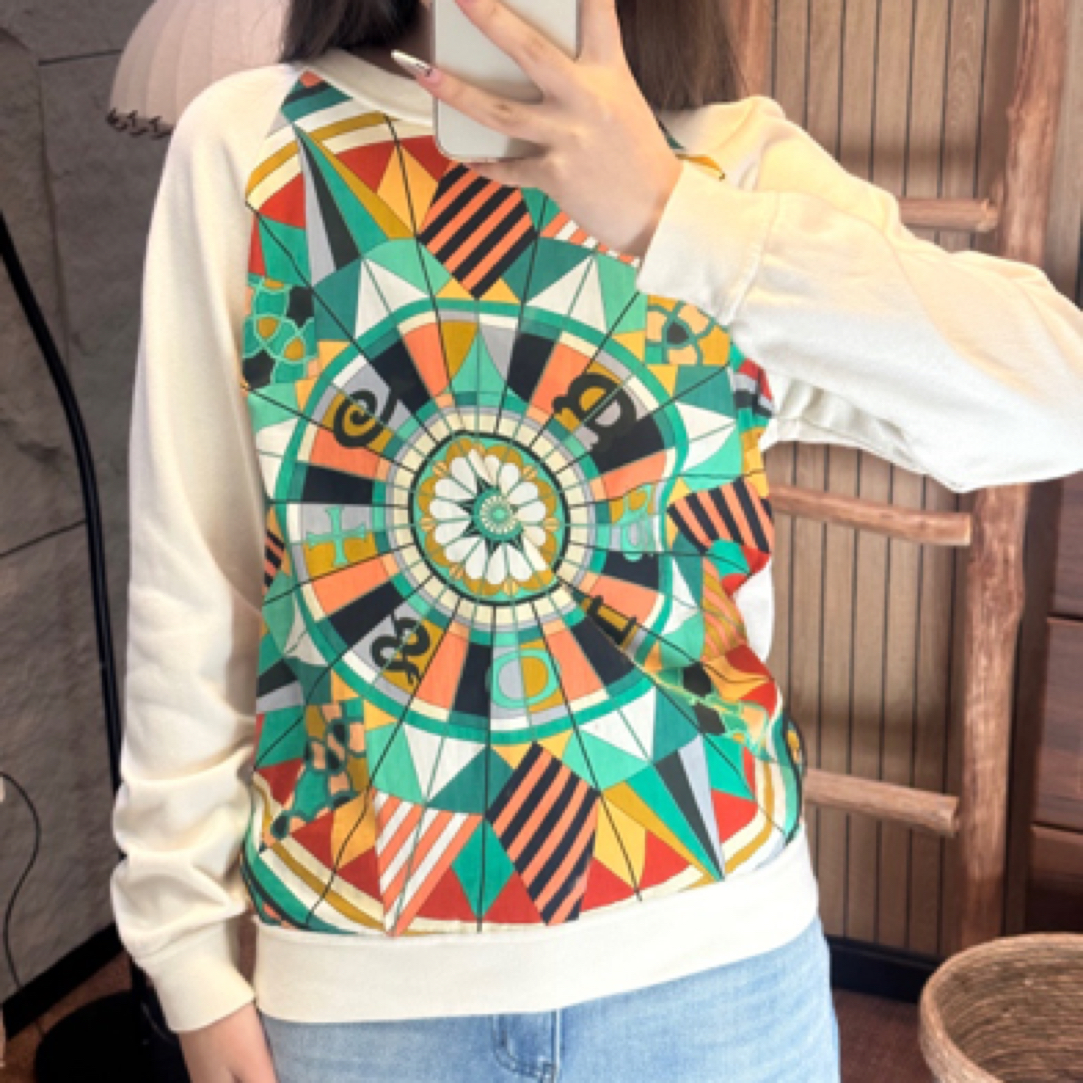 99新 Hermes/爱马仕 hermes/爱马仕 拼接图腾上衣 38码 GM001966