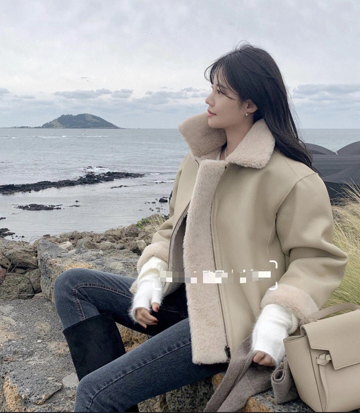 99新 BOTTEGA VENETA/葆蝶家 米色皮毛一体外套 36码 GM001657