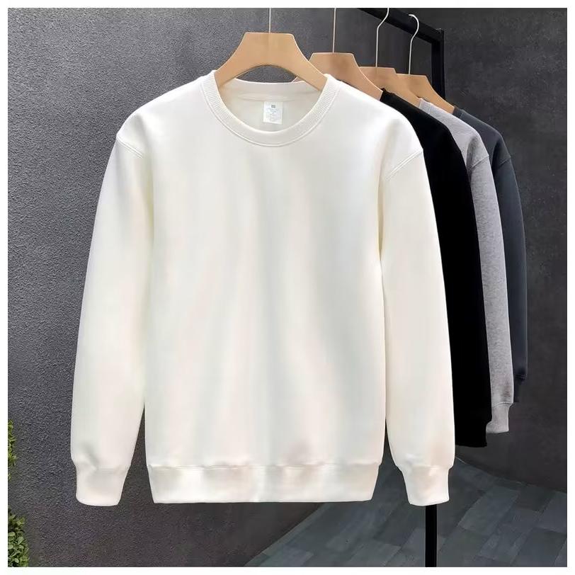 简约纯色内搭卫衣男生圆领宽松上衣新款潮牌秋冬长袖套头加绒卫衣