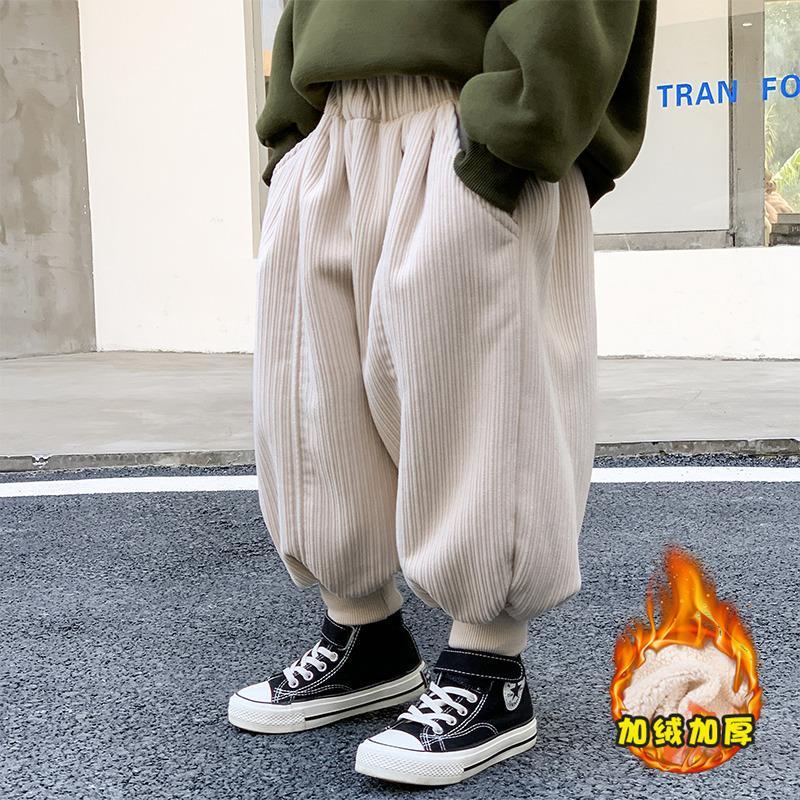 男童裤子冬季加绒2023新款加厚灯笼裤男宝宝保暖运动休宝宝绒裤子