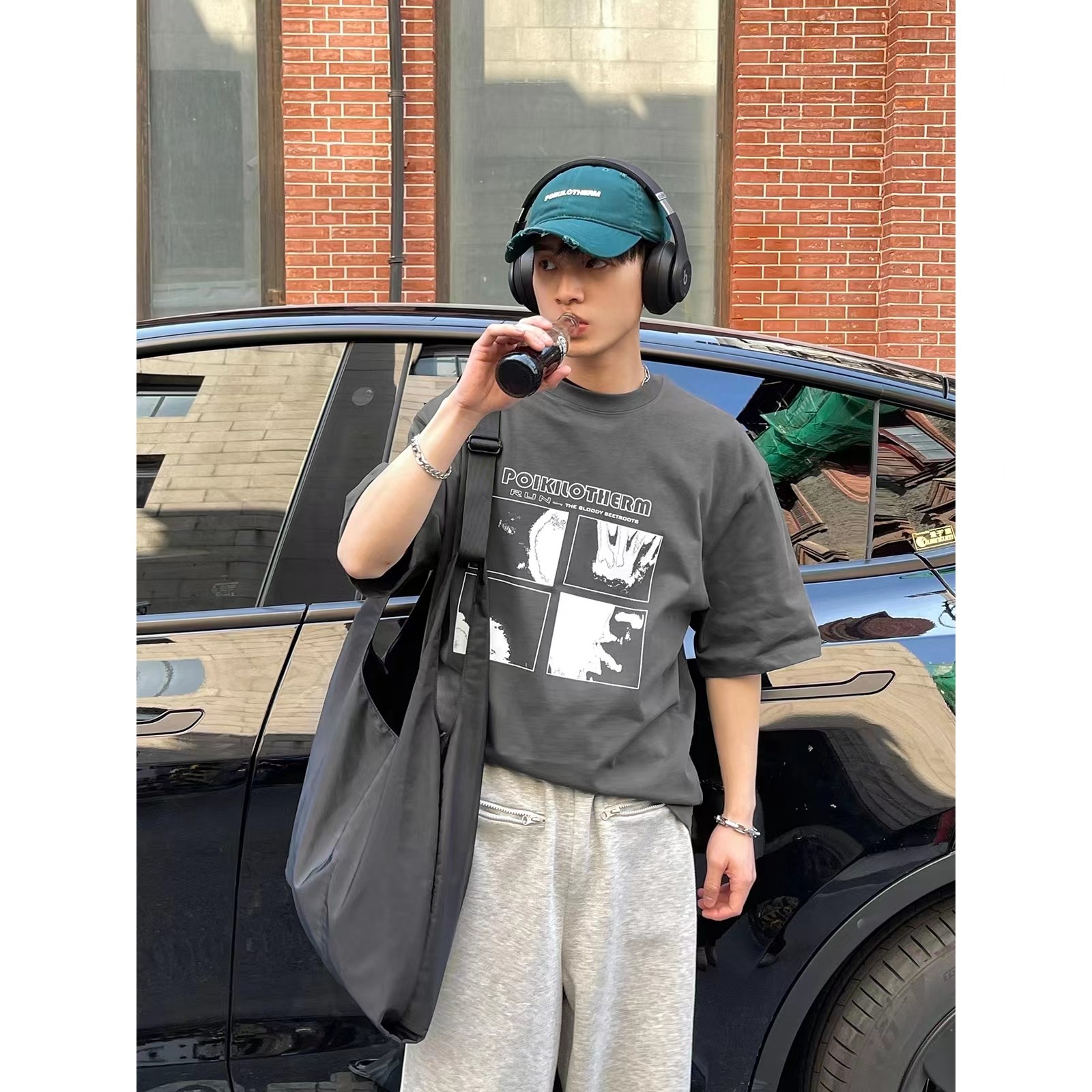 PLTH*美式男女短袖高克重棉街头潮牌落肩圆领百搭休闲T恤半袖