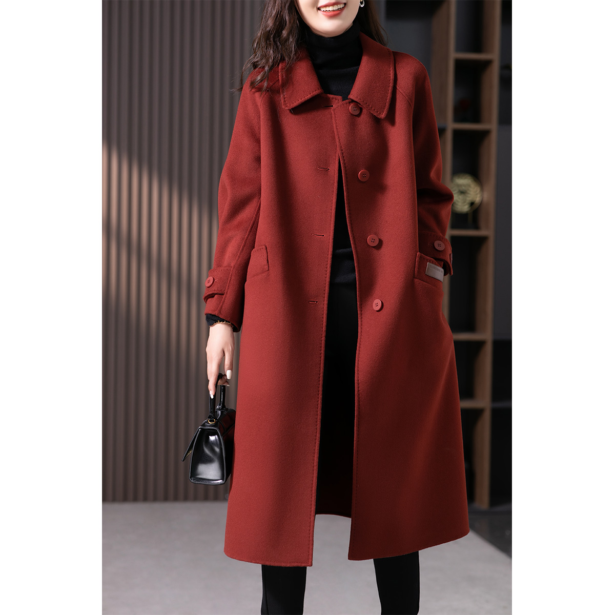 原形双面羊绒大衣2025秋冬新款羊毛高级感毛呢外套87154