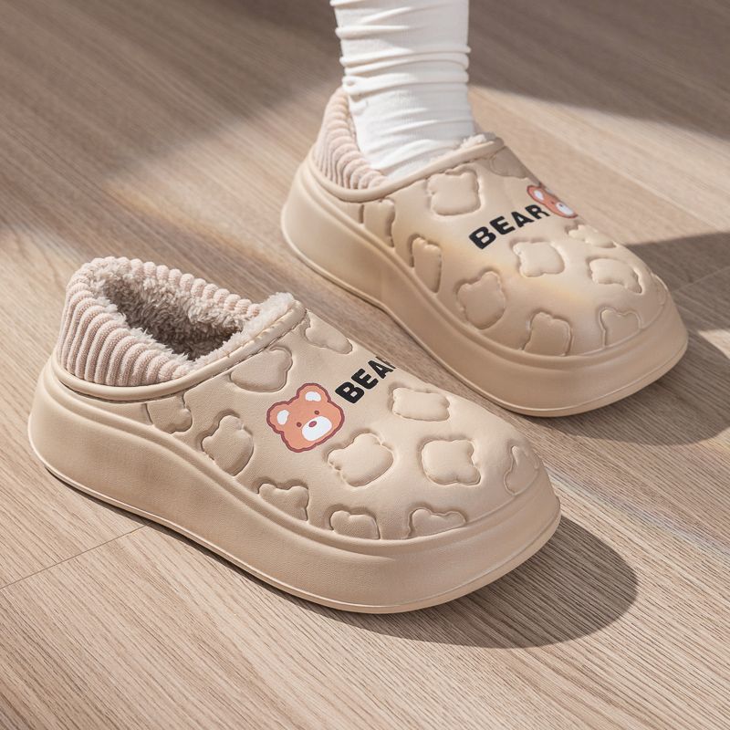 2023秋冬季新款防水棉拖鞋女款加绒保暖室内家居家用防滑软底包跟