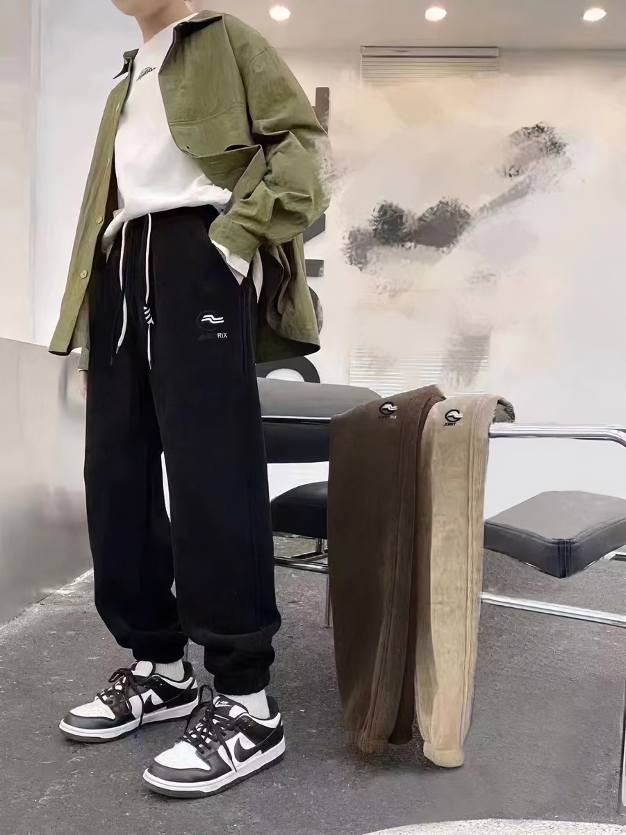 B【两条装】加绒中大童抽绳时尚休闲裤；潮流男童冬季时尚休闲裤秋季