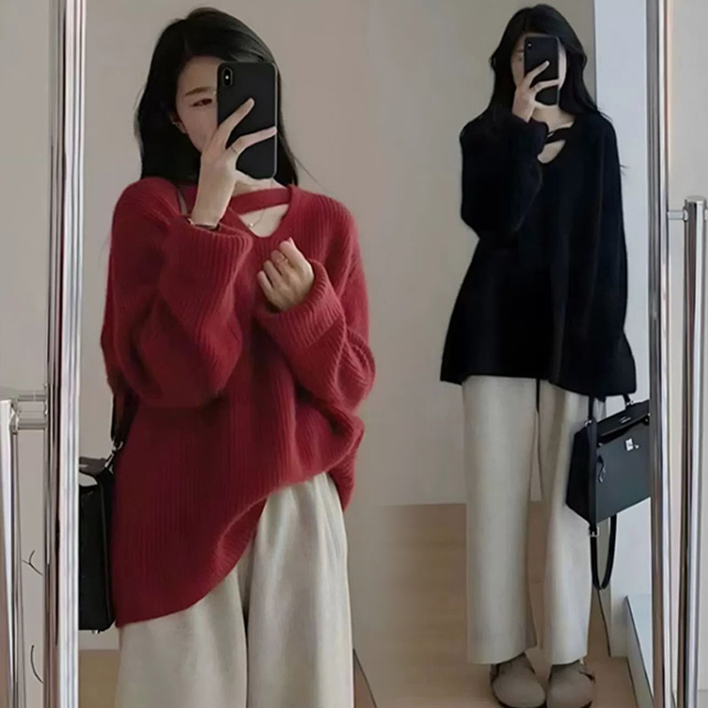 孕妇红色毛衣女圣诞节2023新款秋冬季本命年衣服针织打底内搭上衣