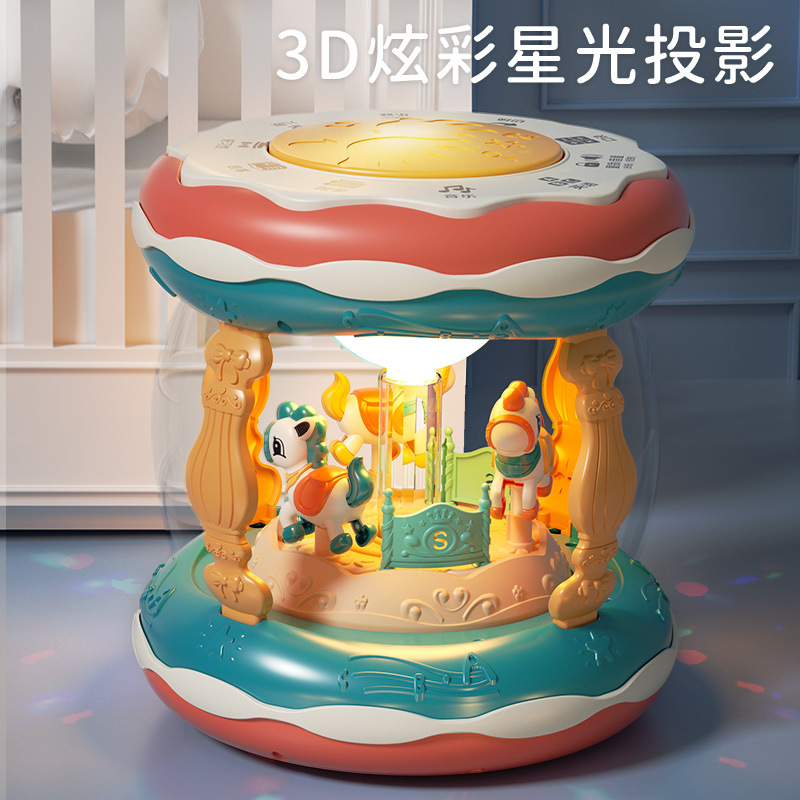 充电款儿童音乐手拍鼓旋转木马鼓带话筒婴儿早教玩具宝宝玩具礼物
