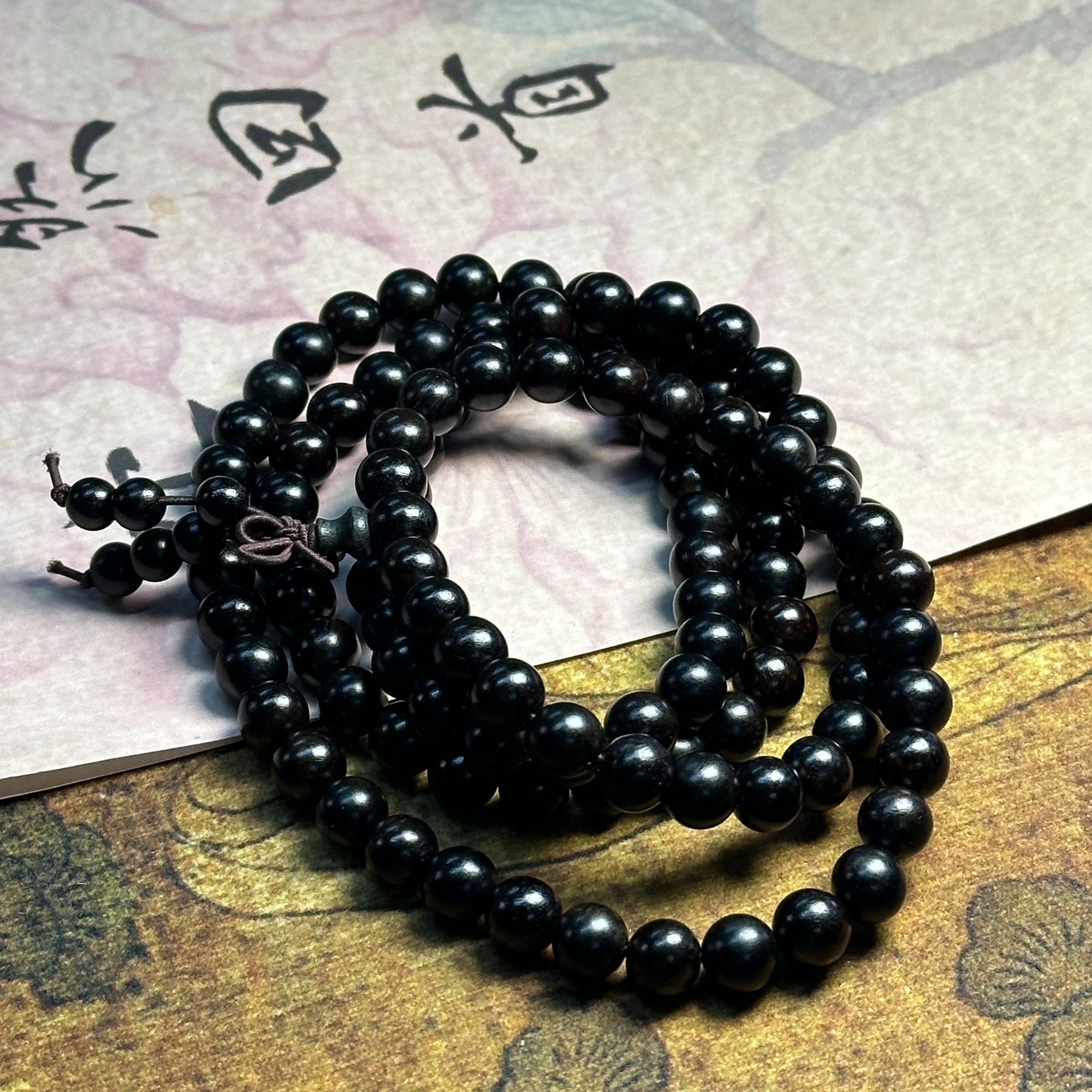 天然紫光檀黑檀木手串多圈