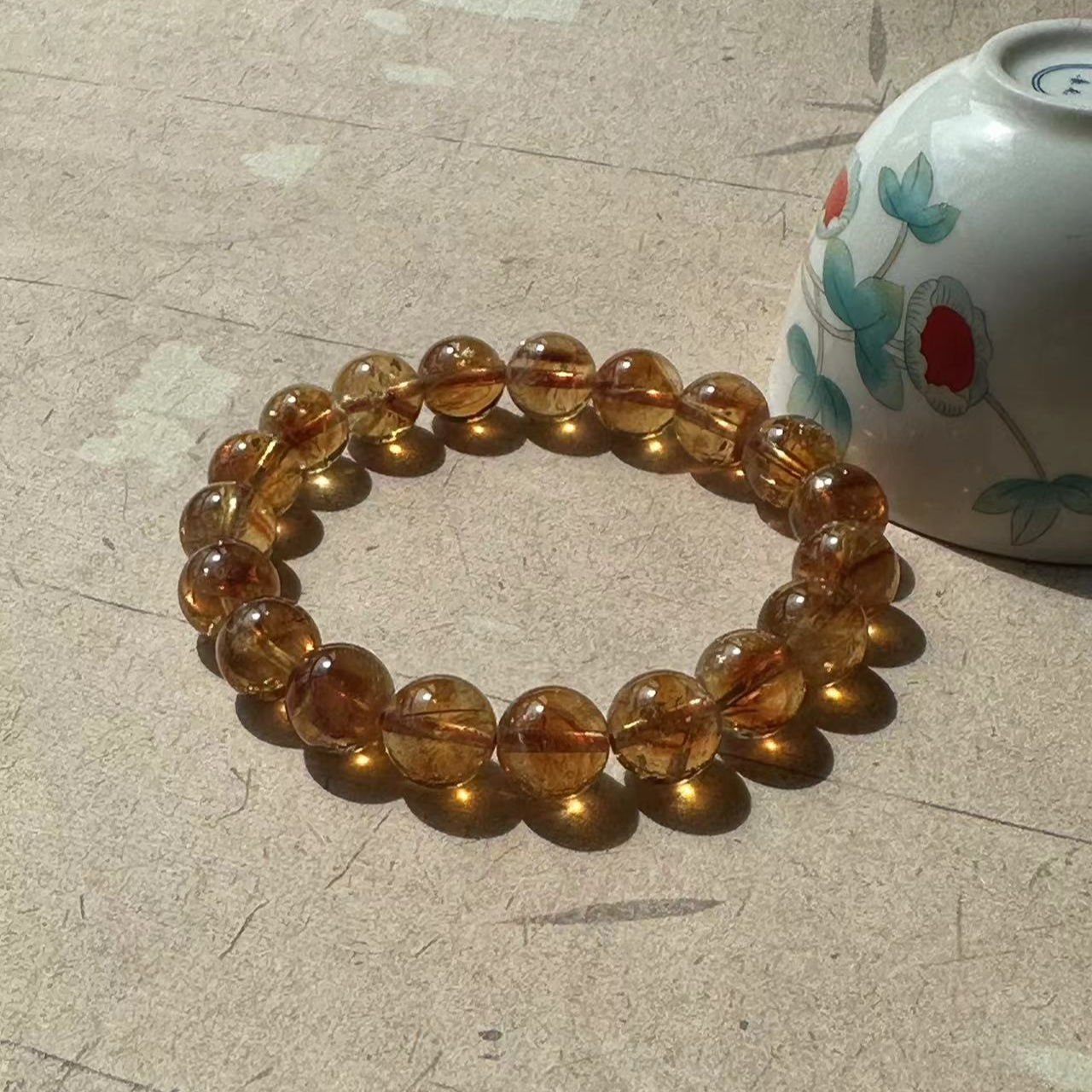 天然黄色水晶手串单圈