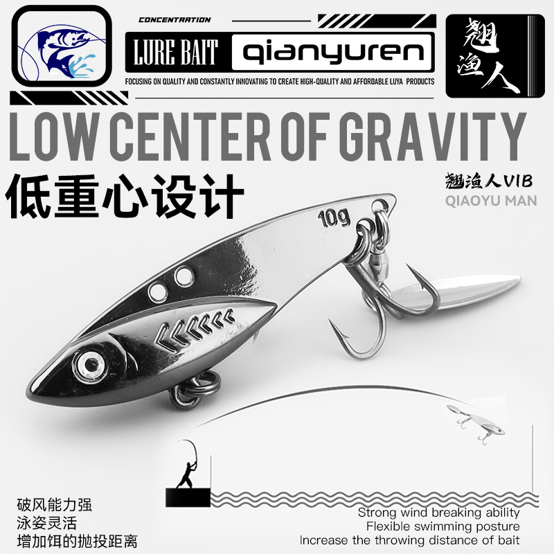 【十只盒装】亮片VIB微物远投路亚饵颤振金属假饵钓红尾翘嘴鳡鱼