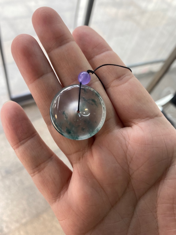 冰飘蓝花缅甸翡翠平安扣