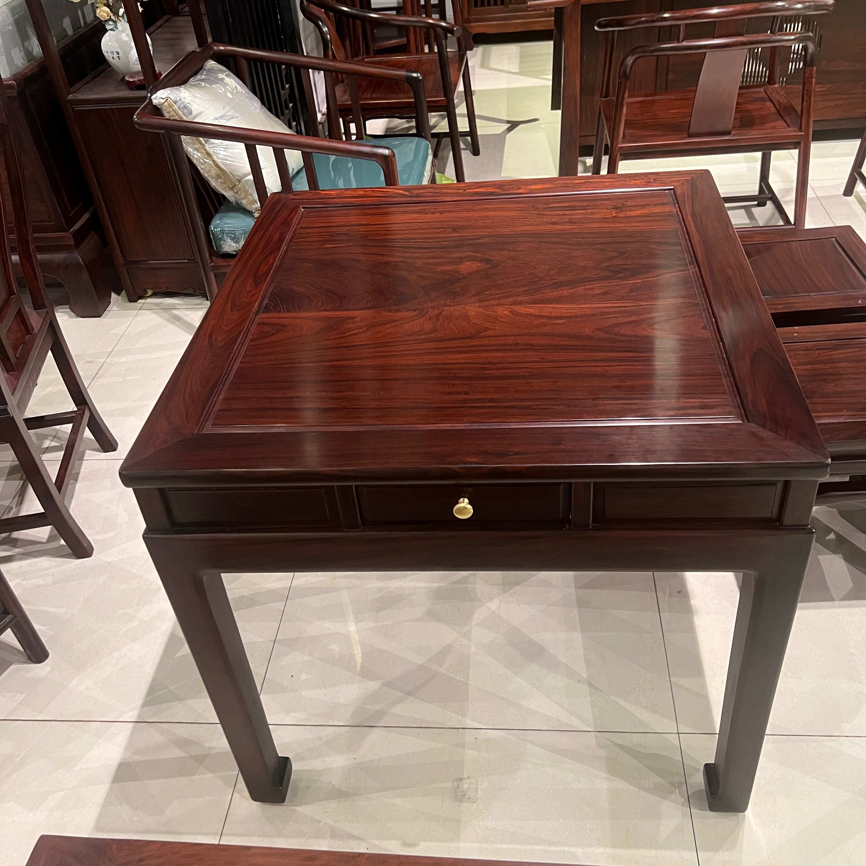 东非酸枝红木家具带抽四方桌