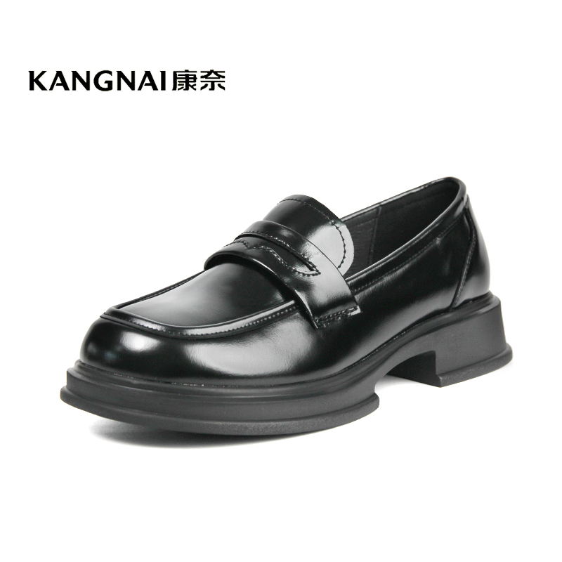 Kangnai/康奈36085专柜正品真皮厚底时尚舒适百搭休闲女士乐福鞋