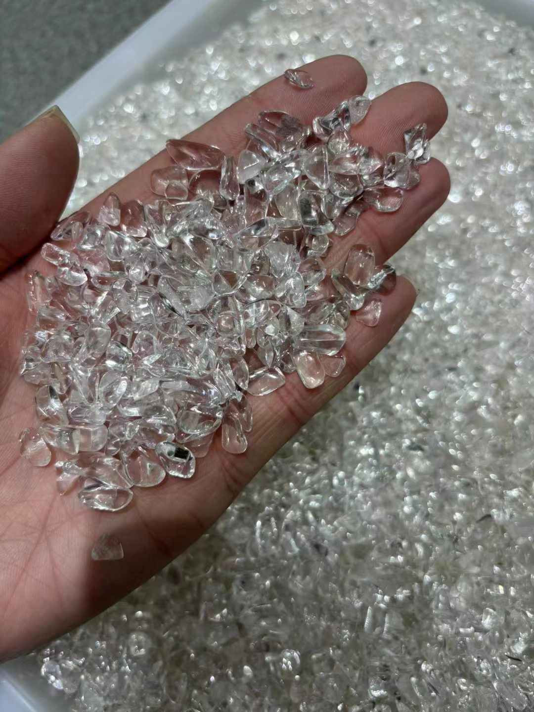 天然白水晶碎石原石白水晶净化消磁手链净化消磁碎石