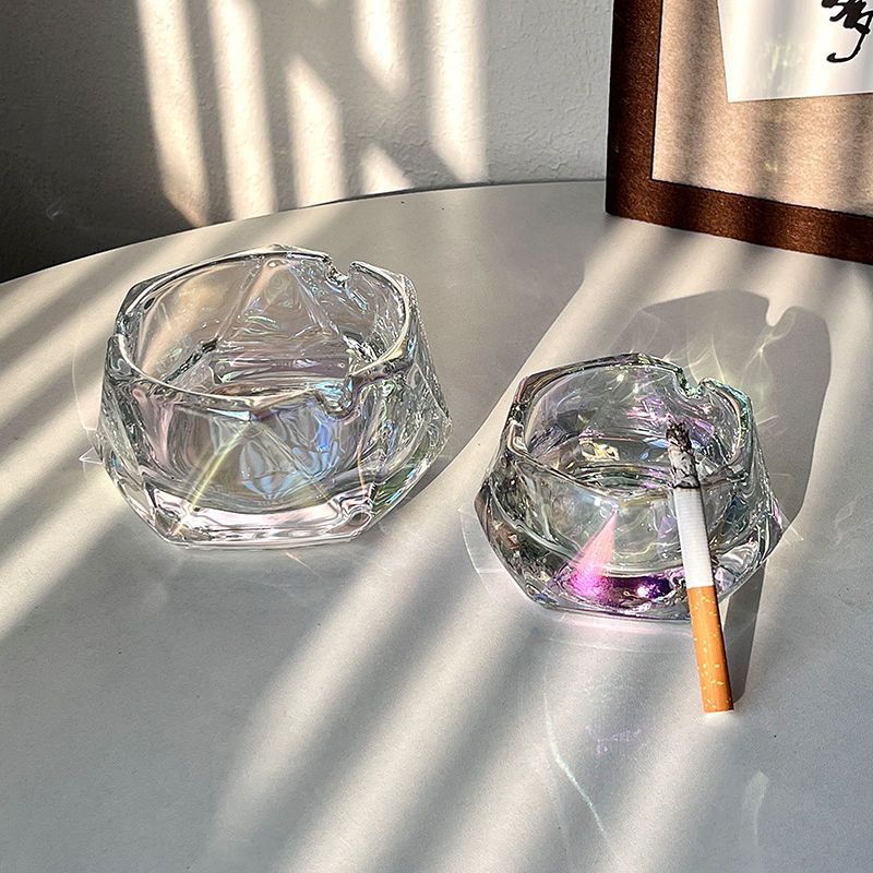 ins创意家用玻璃烟灰缸轻奢潮流客厅高端几何烟缸办公室时尚烟盅