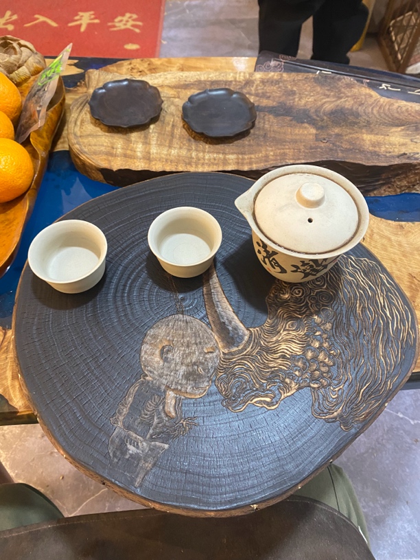 心有灵犀纯手工雕刻干泡台底座小挂件