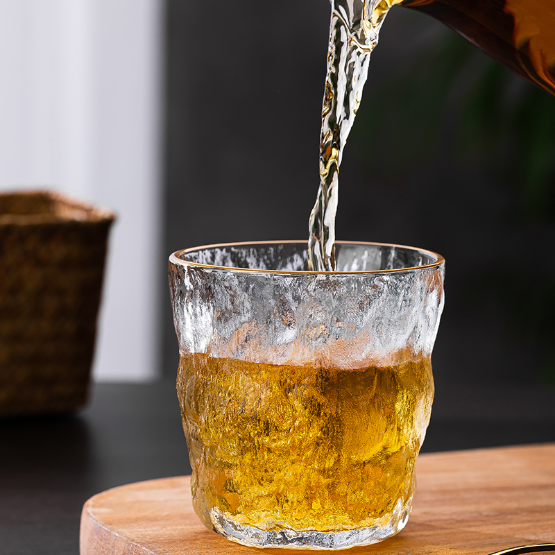 <破损包赔>北欧ins简约冰川纹玻璃杯水杯威士忌杯酒杯咖啡透明杯