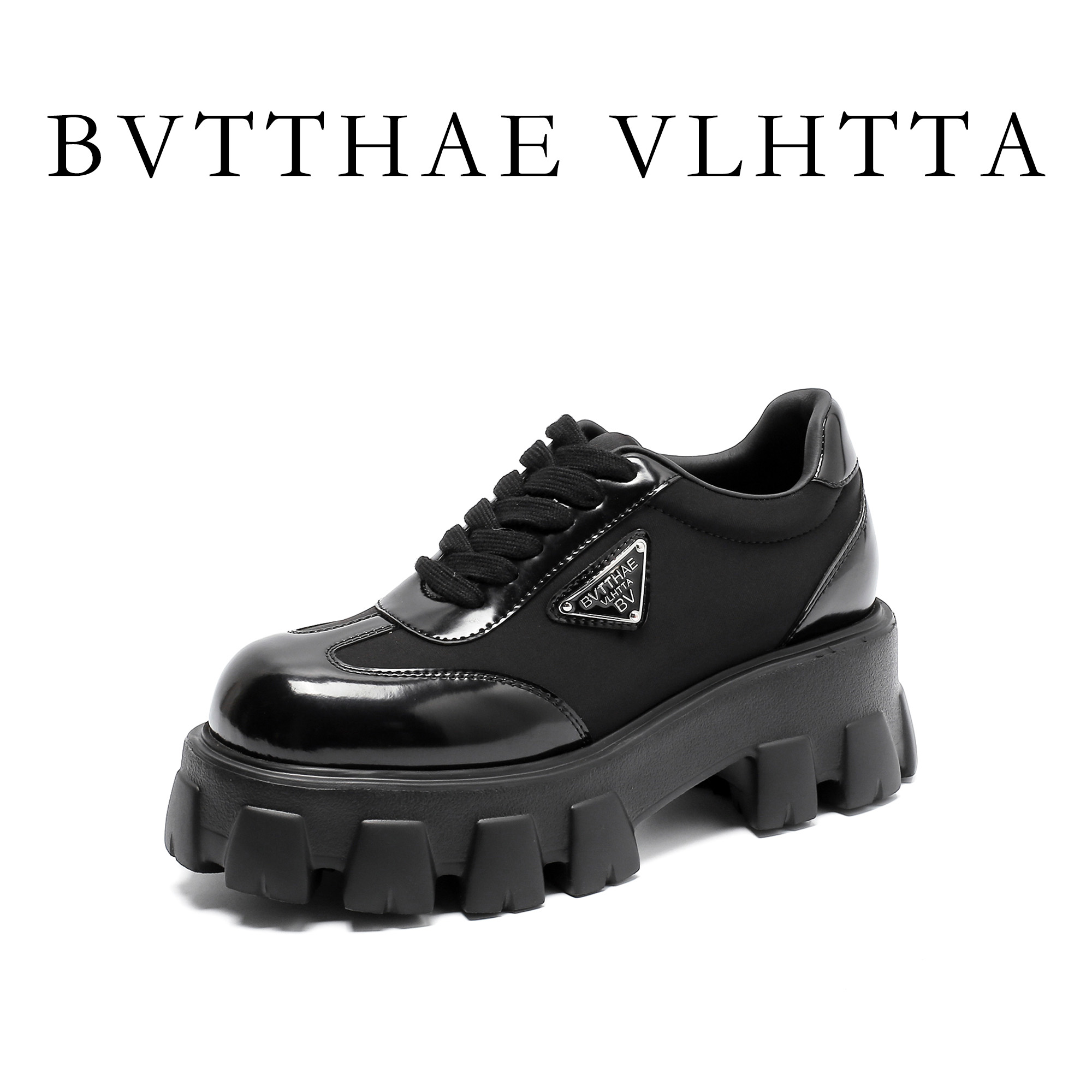 【官方正品】女士 BV 【防伪芯片】松糕厚底真皮休闲皮鞋英伦亮面女鞋