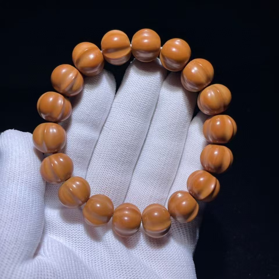 漂亮文玩-猴头精工龙岩三花鲨鱼鳍手串卡（全品）猴头手串