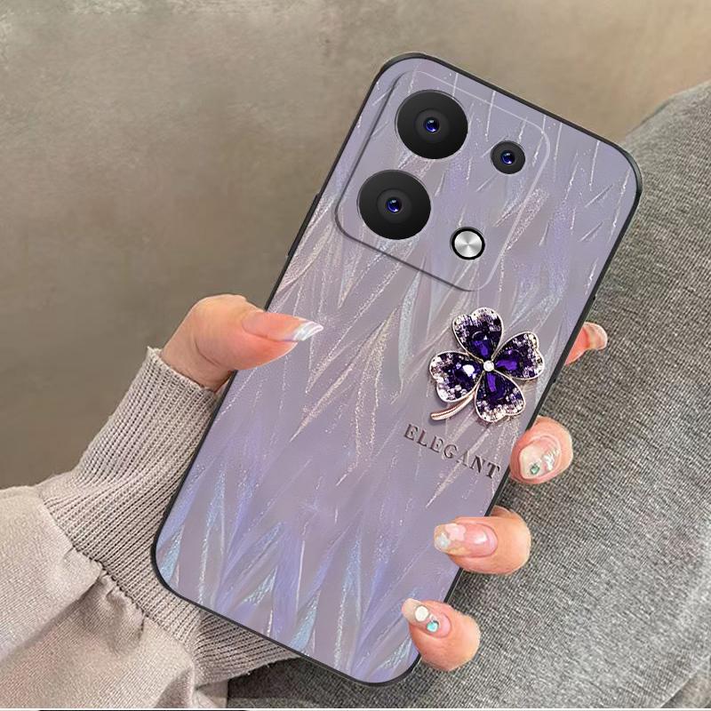 OPPOreno9pro手机壳oppoRENO9PRO硅胶紫缎四叶草女款防摔软壳简约