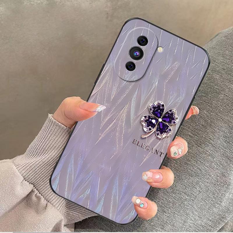 华为nova10pro手机壳HUAWEINOVA10PRO硅胶紫缎四叶草女款防摔软壳