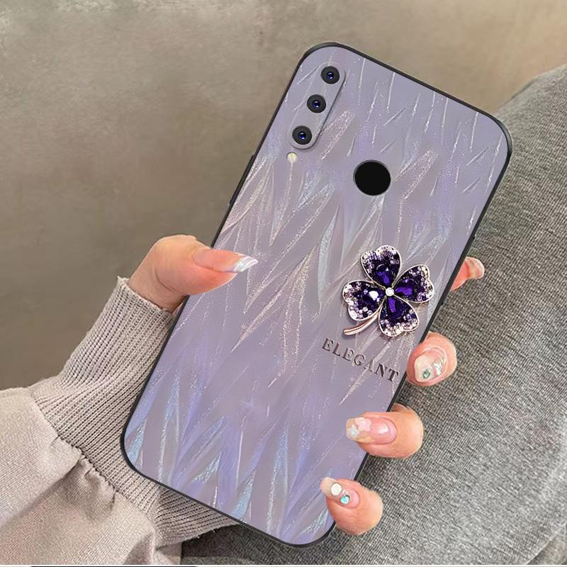 荣耀20i手机壳HONOR20I硅胶紫缎四叶草女款防摔软壳简约创意全包