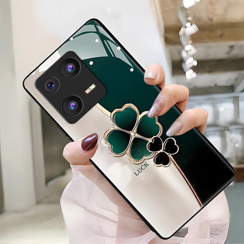 小米13Pro手机壳xiaomi13pro玻璃渐变幸运草女款防摔简约创意时尚