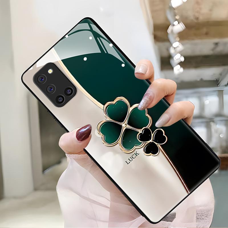 OPPOa52手机壳A52玻璃渐变幸运草女款防摔简约创意时尚潮牌全包网