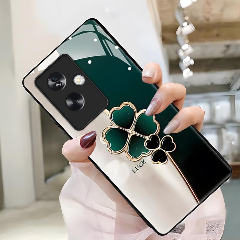 OPPOA2手机壳oppoa2玻璃渐变幸运草女款防摔简约创意时尚潮牌全包