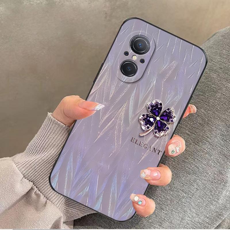 华为nova9se手机壳HUAWEINOVA9SE硅胶紫缎四叶草女款防摔软壳简约