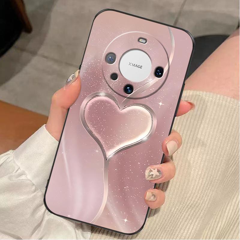 华为mate60pro手机壳MATE60PRO硅胶玫瑰渐变爱心女款防摔软壳简约