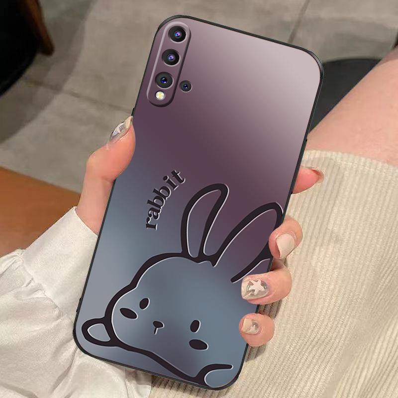 华为nova5pro手机壳HUAWEINOVA5PRO硅胶渐变暗紫趴趴兔女款防摔时