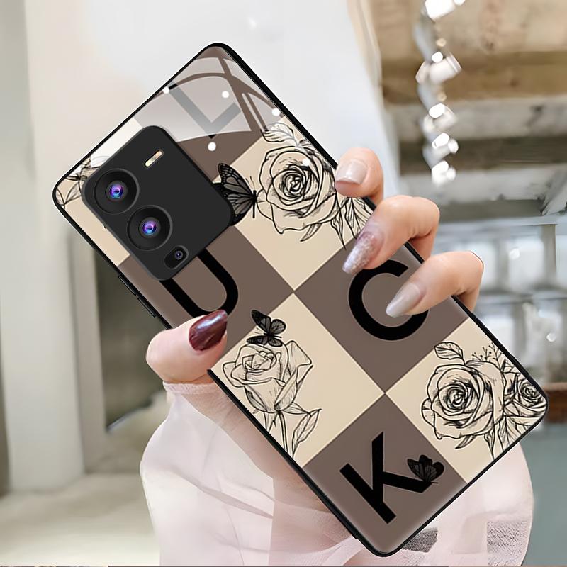 vivos15pro手机壳S15PRO玻璃英文玫瑰女款防摔简约创意时尚个性潮