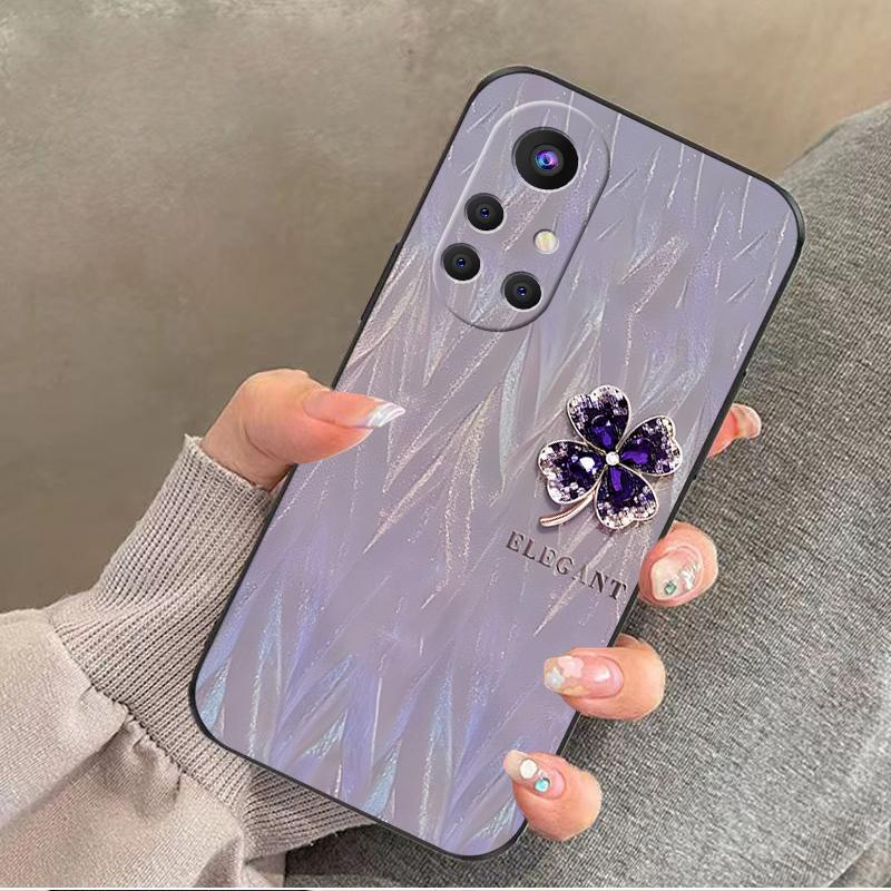 华为nova8手机壳HUAWEINOVA8硅胶紫缎四叶草女款防摔软壳简约创意