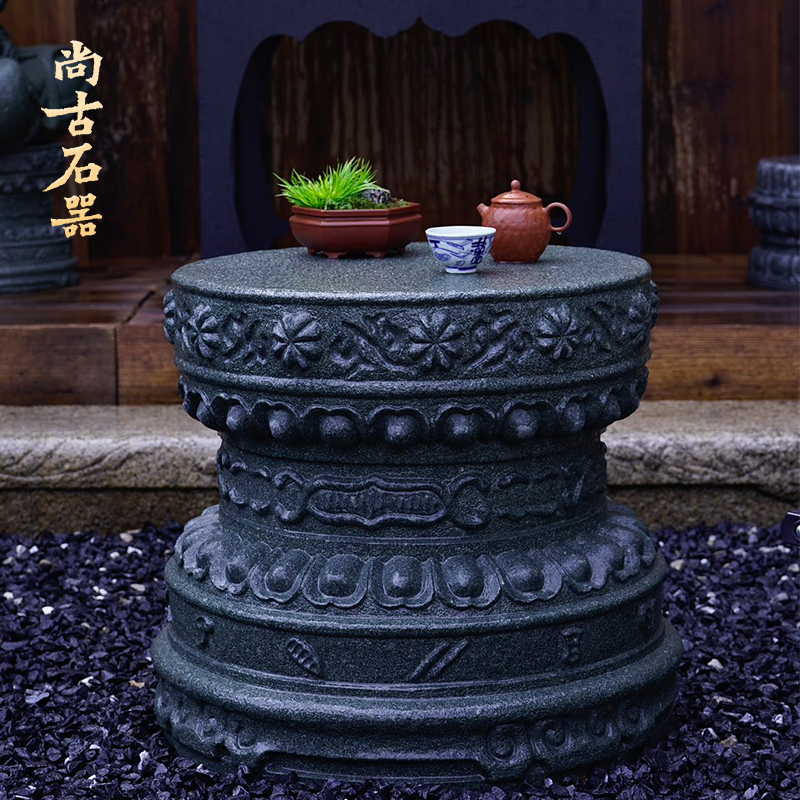 尚古石器尚古石器 原创马云同款须弥座工艺品 天然青石家居装饰品