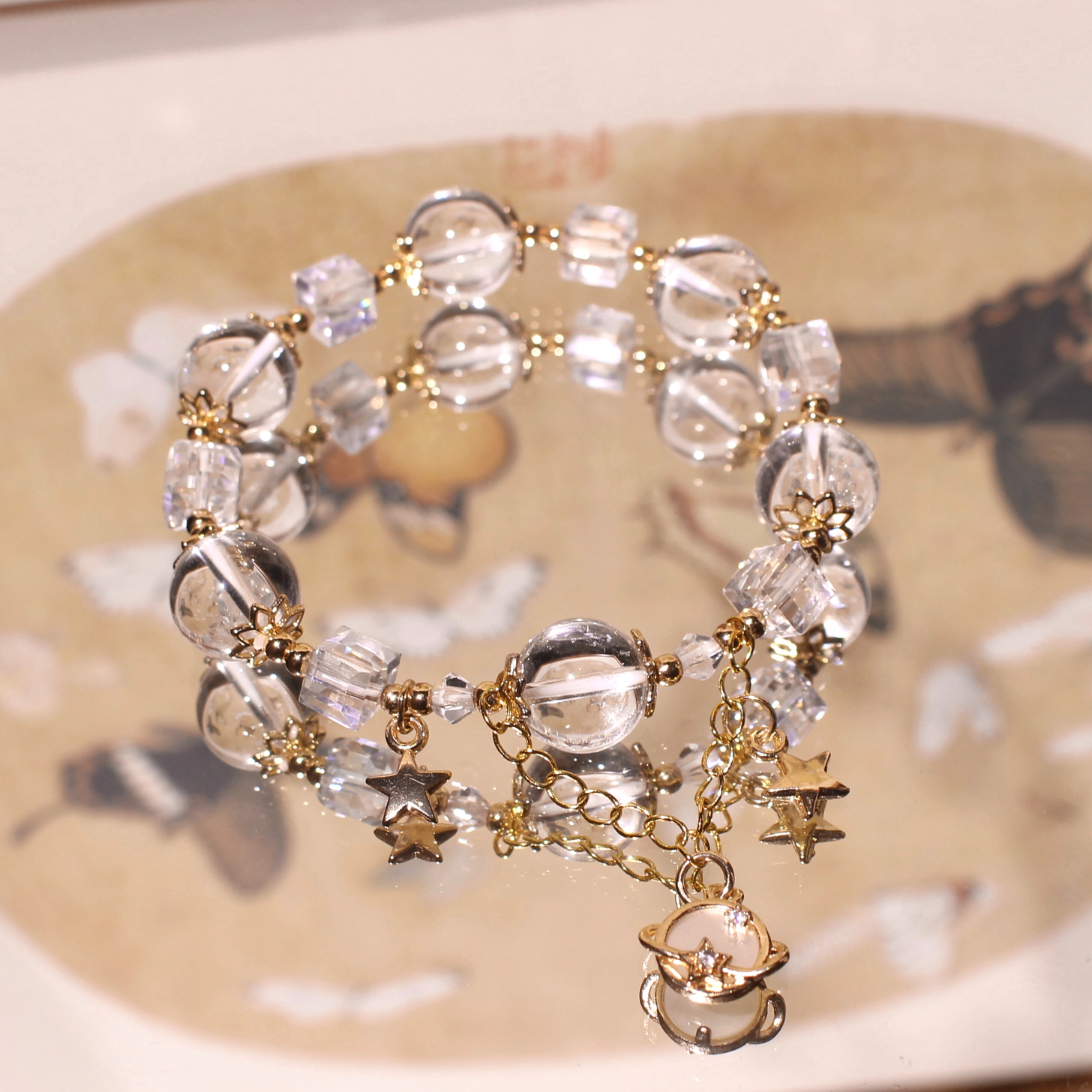 水晶天然水晶手串天然手链草莓晶串珠紫水晶黄水晶白水晶海蓝宝