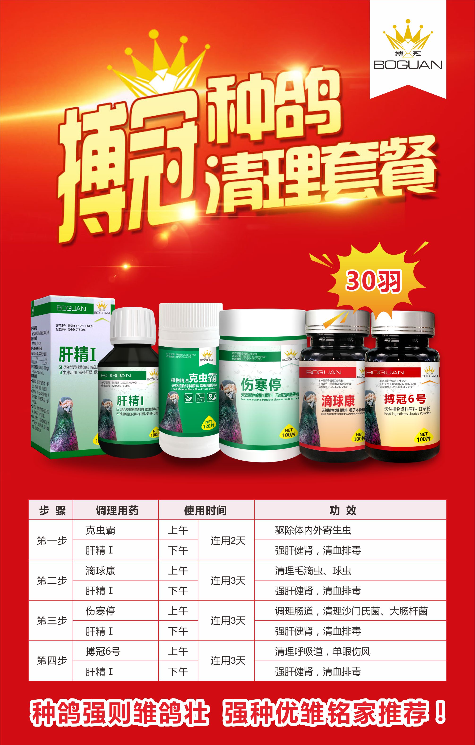 搏冠种鸽调理套装【片剂/粉剂】种鸽调理 赛鸽信鸽鸽子用品