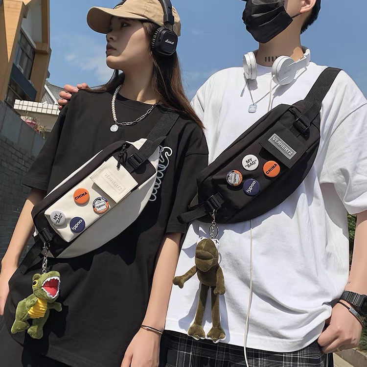 ins潮牌胸包男休闲日系单肩小背包女学生潮流斜挎包2023新款腰包