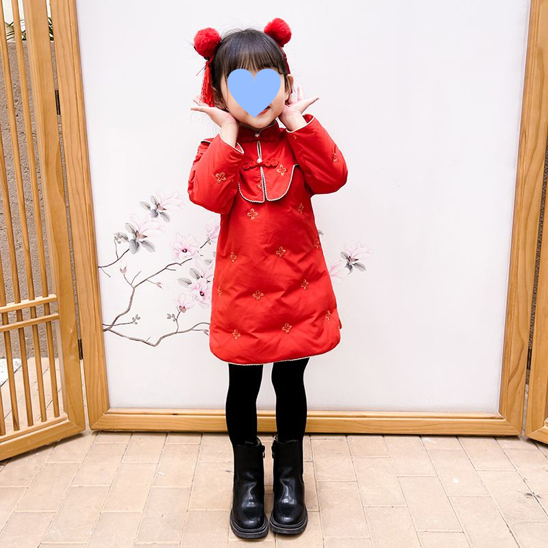 汉服冬装女童洋气过年喜庆唐装棉服中国风冬季加厚拜年服宝宝